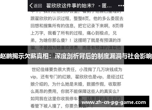赵鹏揭示欠薪真相:深度剖析背后的制度漏洞与社会影响
